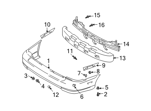 2005 Hyundai Accent Rear Bumper Bolt-Washer Assembly Diagram for 11251-08251