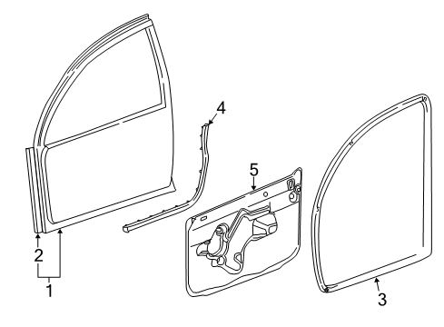 2003 Chrysler 300M Front Door WEATHERSTRIP-Front Door Opening Diagram for 4574336