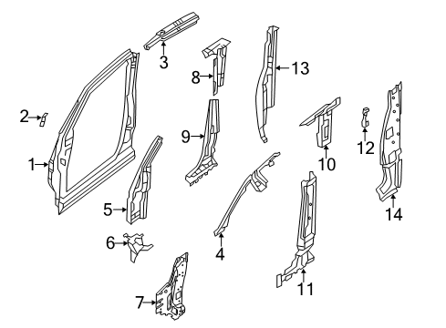 2012 Nissan NV3500 Aperture Panel, Center Pillar, Hinge Pillar Dash-Side, LH Diagram for F7601-9JHMA