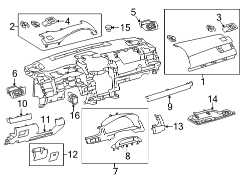 2015 Toyota Camry Cluster & Switches, Instrument Panel Upper Trim Panel Diagram for 55012-06010-C1