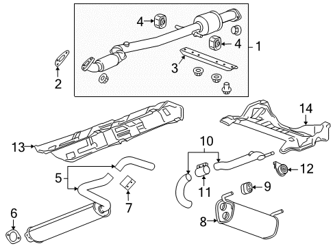 2011 Chevrolet Cruze Exhaust Components Center Muffler Gasket Diagram for 13277713