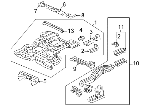 2001 Honda CR-V Rear Body - Floor & Rails Crossmember, Middle Floor Diagram for 65700-S10-A01ZZ