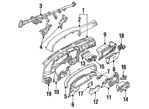 1992 Toyota Pickup Instrument Panel Holder Assy, Instrument Panel Cup Diagram for 55620-89102