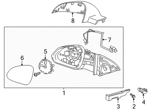 2012 Buick Regal Outside Mirrors Mirror Assembly Diagram for 22960084