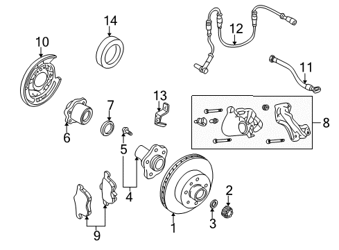 2004 Infiniti Q45 Anti-Lock Brakes Rotor-Sensor, Brake Front Diagram for 47970-AR000