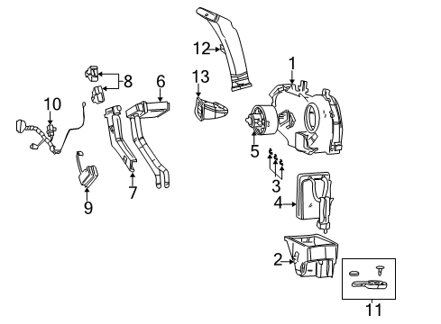 2002 Cadillac Escalade Auxiliary A/C & Heater Unit Auxiliary Heater & Air Conditioner Control Assembly Diagram for 9379915