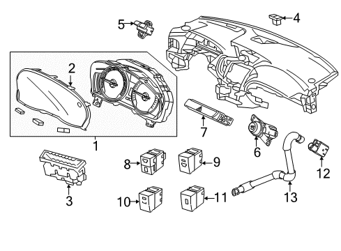 2016 Acura MDX Lane Departure Warning Radar Assembly, Passenger Side Diagram for 36931-TZ5-A12