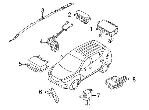 2012 Hyundai Tucson Air Bag Components Spiral Cable Clock Spring Diagram for 93490-2M000