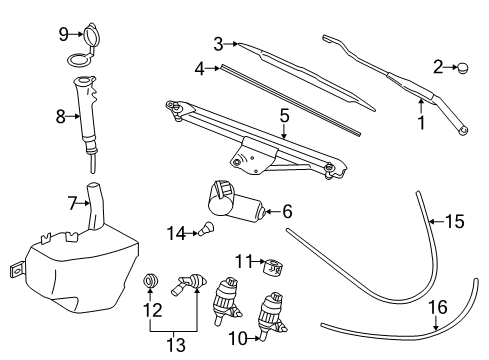 2003 Saturn LW200 Wiper & Washer Components Arm Asm, Windshield Wiper Diagram for 22698677