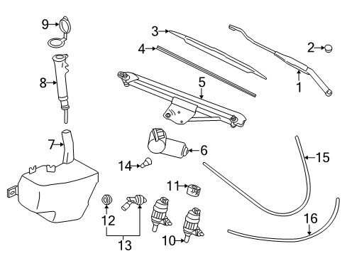 2003 Saturn LW200 Wiper & Washer Components Wiper Arm Diagram for 22698676