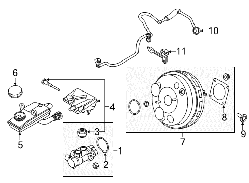 2016 Lincoln MKC Dash Panel Components Master Cylinder Diagram for EJ7Z-2140-B