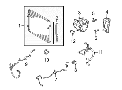 2007 Toyota Highlander Air Conditioner Compressor Mount Bracket Diagram for 88431-48031