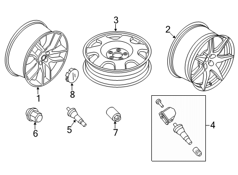 2020 Ford Mustang Wheels & Trim Wheel Diagram for KR3Z-1007-Q