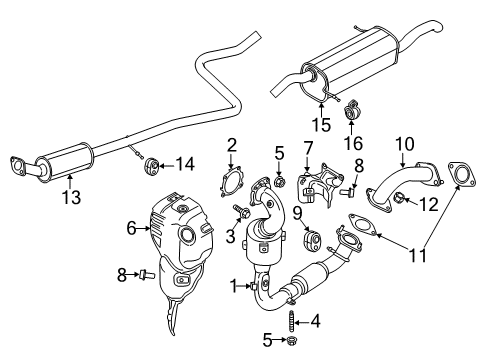 2016 Ford Fiesta Exhaust Components Catalytic Converter Mount Stud Diagram for -W715989-S442