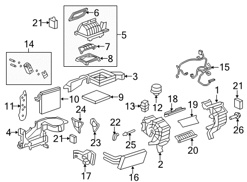 2013 Chevrolet Captiva Sport A/C Evaporator & Heater Components Harness Diagram for 19260497