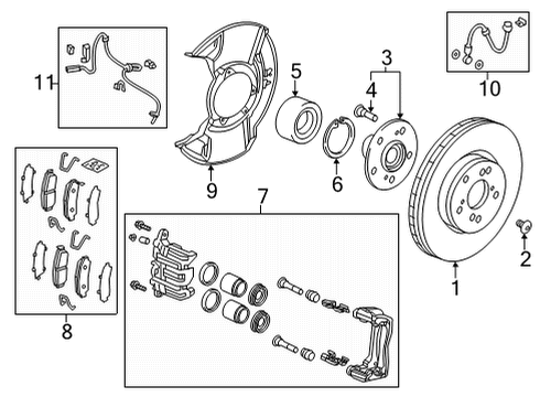2022 Acura TLX Front Brakes Sensor Assembly, Left Front Diagram for 57455-TGV-A02