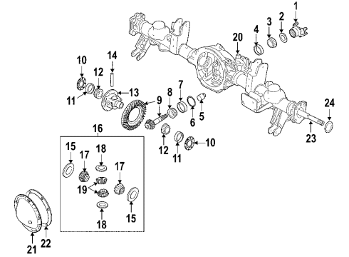 2007 Jeep Commander Rear Axle, Differential, Propeller Shaft Case Kit-Differential Diagram for 52104674AF