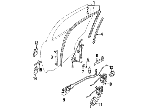 1999 Chevrolet Metro Rear Door - Lock & Hardware Rear Side Door Window Regulator Diagram for 30013895