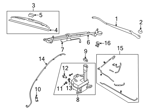 2009 Hyundai Azera Wiper & Washer Components Front Windshield Washer Sprayer Nozzle Assembly Diagram for 98630-3L000-AJ