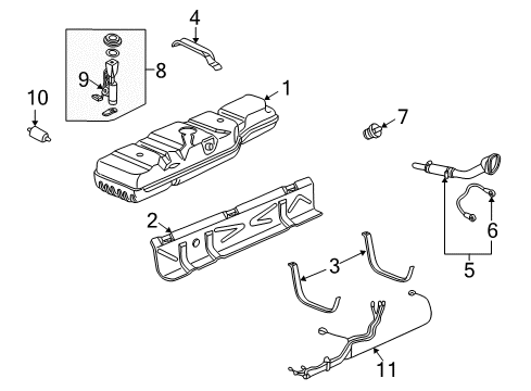 1996 Chevrolet P30 Fuel System Components Pipe Asm-Fuel Tank Filler Diagram for 15590792
