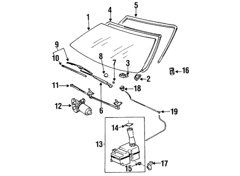 1993 Toyota Tercel Windshield Glass, Wiper & Washer Components, Reveal Moldings Blade Assembly Diagram for 85222-60120
