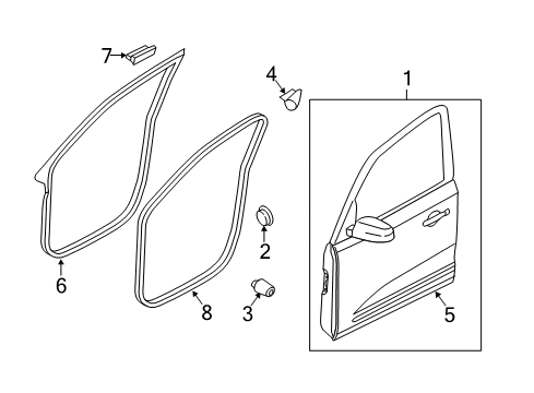 2014 Kia Sorento Front Door Panel-Front Door Outer RH Diagram for 761211U000