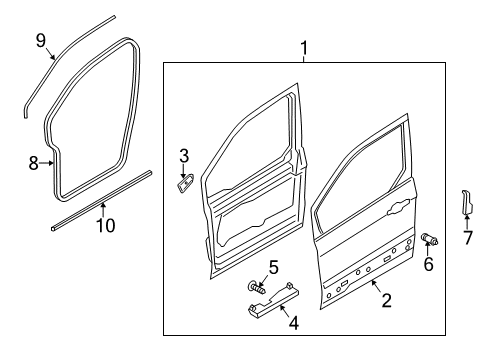 2016 Ford Transit Connect Front Door Lower Weatherstrip Diagram for DT1Z-61253A10-A