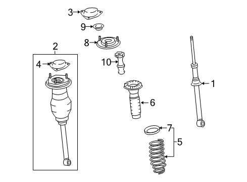 2005 Lexus LS430 Struts & Components - Rear Insulator, Rear Coil Spring, Lower Diagram for 48258-50020
