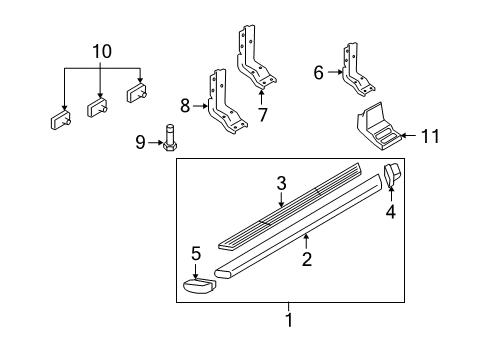 2010 Ford F-250 Super Duty Running Board Step Bar Support Bracket Diagram for 4C3Z-16A506-AA
