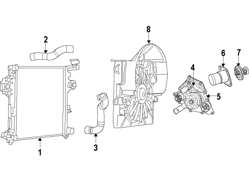 2008 Jeep Grand Cherokee Cooling System, Radiator, Water Pump, Cooling Fan Hose-Radiator Inlet Diagram for 55116865AC