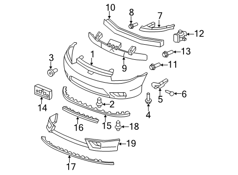 2007 Honda Civic Front Bumper Clip, FR. Grille Diagram for 91503-S0K-A01