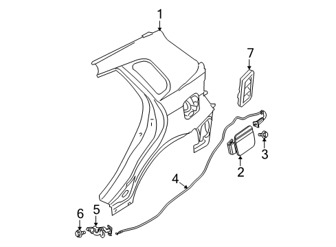 2006 Kia Spectra5 Fuel Door Catch & Cable Assembly-F Diagram for 815902F200