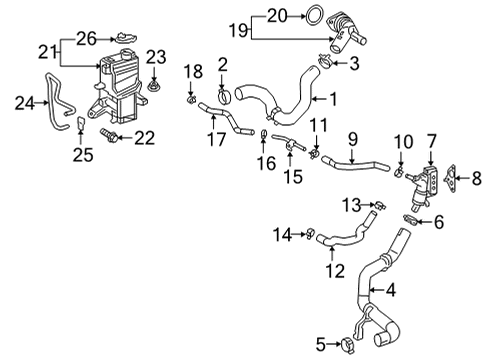 2021 Toyota RAV4 Prime Radiator & Components Hose, Water By-Pass Diagram for 16282-25100