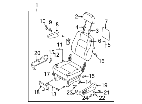 2002 Kia Sedona Power Seats Cushion Assembly, LH Diagram for 4K52Y57110ABT6