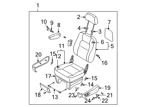 2004 Kia Sedona Power Seats Switch Box Assembly Diagram for 0K95D88161D