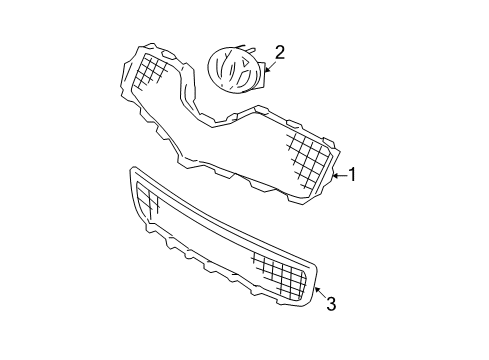 2008 Toyota Yaris Grille & Components Lower Grille Diagram for 53112-52180