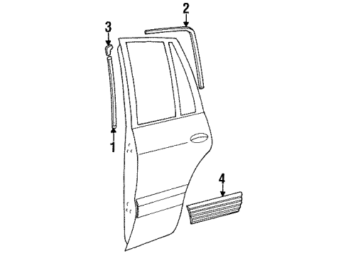 1995 Kia Sportage Exterior Trim - Rear Door Protector-NO2, LH Diagram for 0K02950692BC2