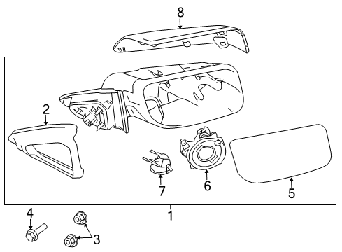 2011 Lincoln MKS Mirrors Mirror Outside Diagram for AA5Z-17682-A