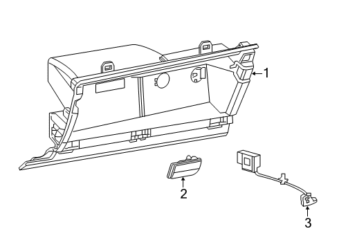 2022 Ram 2500 Glove Box Cylinder-Glove Box Lock Assembly Diagram for 68402266AB