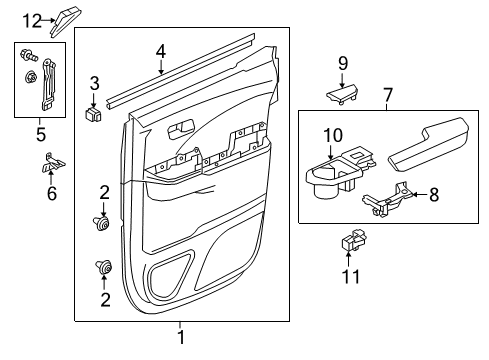 2017 Honda Ridgeline Rear Door Bracket Assy., R. RR. Door Lining Diagram for 72725-T6Z-A00