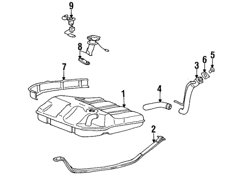 1992 Hyundai Scoupe Fuel Supply Fuel Pump Sender Assembly Diagram for 94460-24005