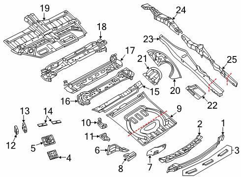 2016 Jeep Grand Cherokee Rear Body - Floor & Rails Panel-Deck Opening Lower Diagram for 68038966AB
