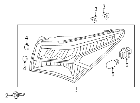 2016 Acura TLX Bulbs Light Assembly, L Tail Diagram for 33550-TZ3-A01