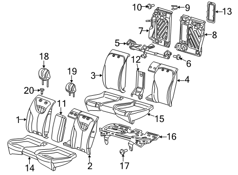 2013 Dodge Dart Rear Seat Components Seat Cushion Foam Rear Diagram for 68083608AB