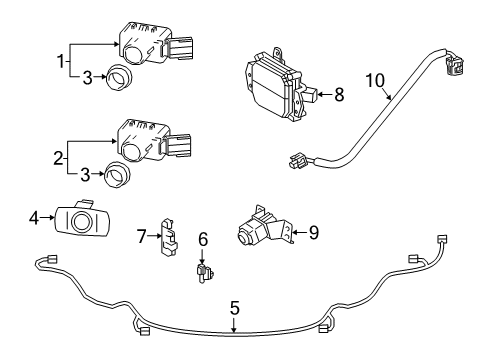 2020 Lexus RX450h Cruise Control Sensor, Ultrasonic Diagram for 89341-33220-G4