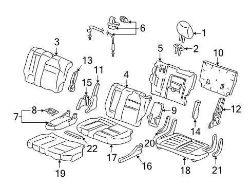 2001 Acura MDX Rear Seat Components Pad, Driver Side Middle Seat Cushion Diagram for 81732-S3V-A11