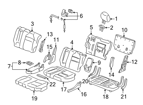 2005 Acura MDX Rear Seat Components Lever, Driver Side Middle Seat Reclining (Graphite Black) Diagram for 81729-S3V-A13ZA