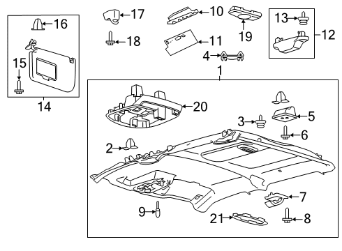 2018 Ford F-350 Super Duty Interior Trim - Cab Visor Bracket Diagram for FL3Z-1504133-AD