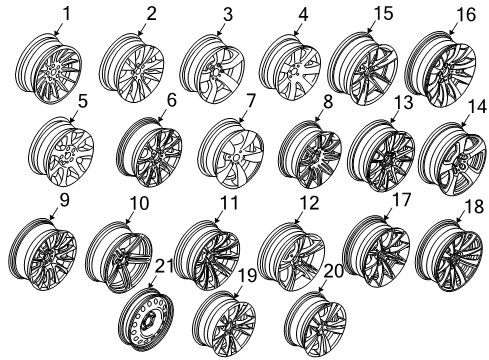 2008 BMW 528i Wheels Alloy Rim, Forged Diagram for 36116777350