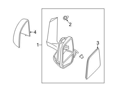 2016 Ford Transit Connect Outside Mirrors Mirror Assembly Diagram for FT1Z-17683-D